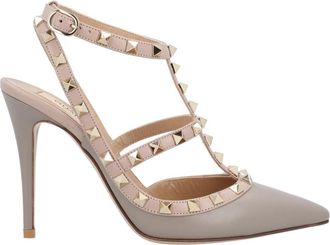 Valentino Rockstud Pointed Toe Caged Pump - Dames - Pumps - Grijs - 36 EU - Leer - Schoenen