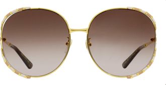 Gucci GG0595S Round Oversize Sunglasses - Gold
