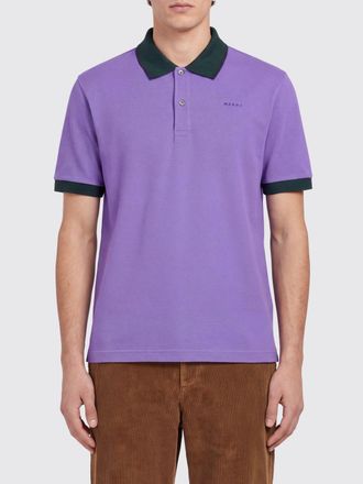 Marni Polo in cotone con profili e logo a contrasto