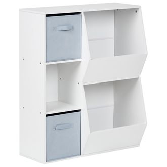 Beliani Beliani - Estanter&iacute;a Librer&iacute;a De 3 Niveles Habitaci&oacute;n Infantil Tablero De Part&iacute;culas Con Cajas De Tela No Tejida Blanco Darlot