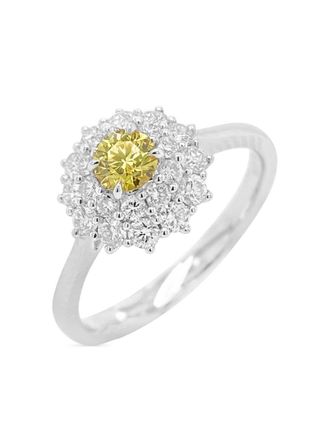 HYT Jewelry Anello in platino con diamanti gialli e bianchi - Argento