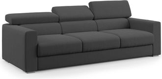 Divani.Store Divani.store - Dylan Sof&aacute; De 3 Plazas Con Pouf Extra&iacute;ble En Tejido Efecto Algod&oacute;n Impermeable 240 Cm Antracita