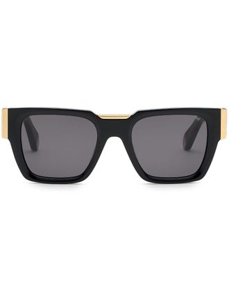 Philipp Plein Eyewear Occhiali da sole squadrati con placca logo - Nero