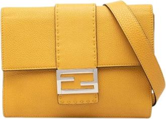 Fendi Pre-owned Vintage Crossbody Bag - Dames - Vintage Schoudertas - Geel - ONE Size - Leer - Vintage