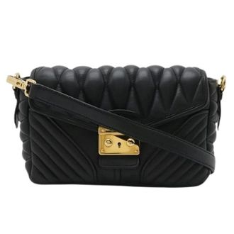 Miu Miu Pre-owned Cross Body Bags, female, Black, Size: ONE SIZE Pre-owned Nappa Biker 2way shoulder bag