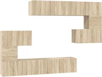 Berkfield Home 8 Piece TV Cabinet Set Sonoma Oak Engineered Wood in Tan