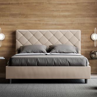 Les Tendances Les Tendances - Letto matrimoniale contenitore imbottito 160x200 similpelle tortora Priya