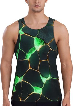 Generic Green Print Mens Tank Tops Breathable Quick Dry Sleeveless Shirt for Beach Workout S-4XL