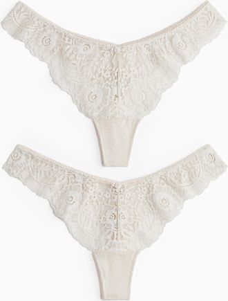 H&M 2er-Pack Tangas aus Spitze - Beige