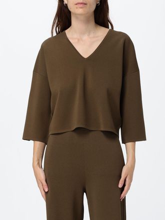 Max Mara Blusa cropped a maniche lunghe con scollo a V e spalle cadute