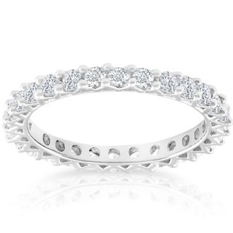 Pompeii3 1 Ct TDW Diamond Eternity Wedding Ring 10k White Gold