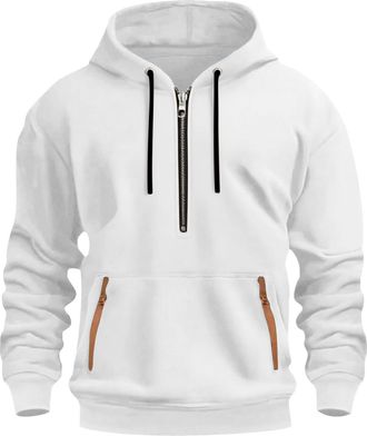 Generic Hoodies for Men Uk Cargo Military Jacket Half Zip Long Sleeve Hooded Sweatshirts Casual Loose Comfy Hoodie Fleece Fall Winter Holiday Pullover Fashion