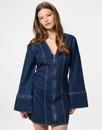 Pieces Vestito in denim blu scuro