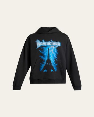 Balenciaga Mens Paris Thunderstorm Medium-Fit Hoodie