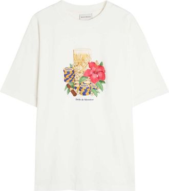 Dr&ocirc;le de Monsieur DR&Ocirc;LE DE Monsieur Hibiscus Club Printed Cotton T-shirt - Off White - XL