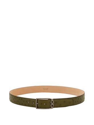 Ferragamo Gancini buckle belt - men - Ostrich Leather - 115 - Green