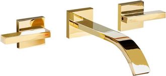 Beliani Beliani - Grifo Mezclador Empotrado De Lavabo De Lat&oacute;n Con 3 Agujeros Para Grifo Dorado Berraco