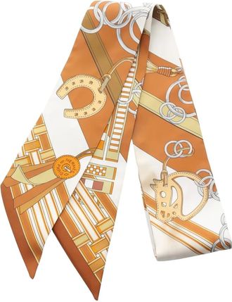 Herm&egrave;s Foulard Twilly Brides Et Gris in seta anni 2000 - Arancione