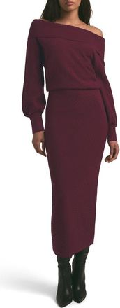 Favorite Daughter The Irene Off the Shoulder Long Sleeve Maxi Sweater Dress in Sangria Nights at Nordstrom, Size Small