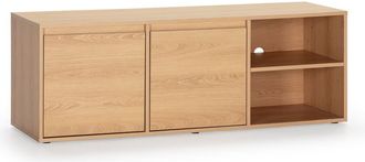 HOMN Mueble tv 2 puertas 2 huecos, color roble