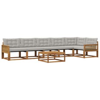 vidaXL Conjunto De Sof&aacute;s De Exterior 7 Pcs Natural Y Gris Claro Vidaxl