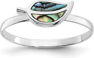 Diamond2Deal Sterling Silver RH-plated Abalone Leaf Ring