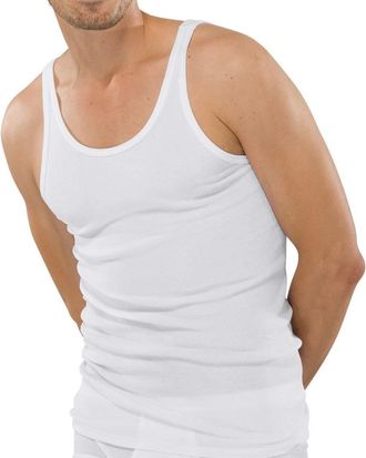 Schiesser Mens Sleeveless Undershirt - Original Double Rib