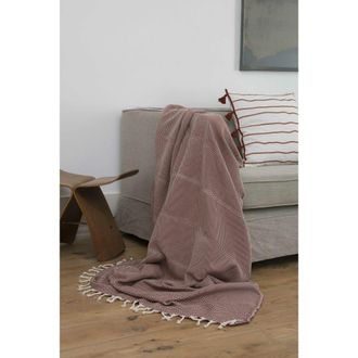 Febronie Manta plaid algod&oacute;n rojo tejas 160x250