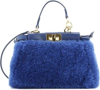 Fendi Blue Raccoon Fur Peekaboo Bag Micro (Authentic Pre-Loved)