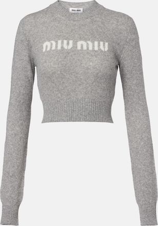 Miu Miu Logo cropped wool and cashmere sweater