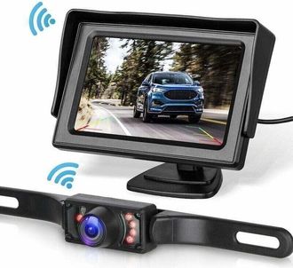 OEM Camara De Retrovision - Monitor Lcd 4,3 Pulgadas - Inalambrico - Vision Nocturna Ir - Angulo 170&deg; - Ip68 - Para Coche Camion Furgon Rv - Kit Completo 