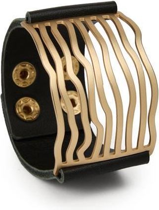Saachi Wavy Caged Leather Bracelet in Black at Nordstrom Rack
