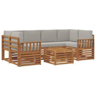 vidaXL Conjunto De Sof&aacute;s De Exterior 7 Pcs Gris Natural Y Claro Vidaxl