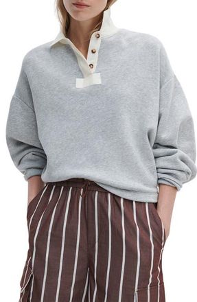 Rag & Bone Vintage Terry Polo Sweatshirt in Heather Grey at Nordstrom, Size X-Large