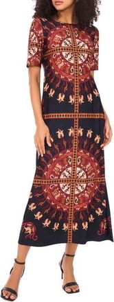 Vince Camuto Placement Print Stretch Jersey Midi Dress in Classic Navy at Nordstrom, Size X-Large