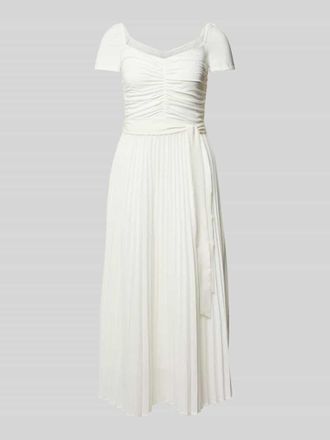 Guess Midikleid mit Raffungen Modell VERONICA in Weiss, Gr&ouml;&szlig;e S