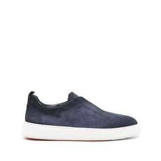 Santoni Blue Leather Trainers Flat Rubber Sole