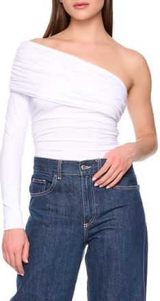 Susana Monaco Ruched One-Shoulder Top in Sugar at Nordstrom Rack, Size X-Large