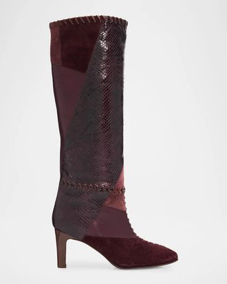 Zimmermann Alchemy 75MM Patchwork Leather Knee-High Boots