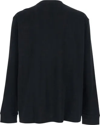Calvin Klein Mens T-Shirt Long Sleeve Black Cotton T-Shirts And Polos