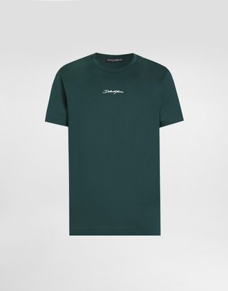 Dolce & Gabbana Cotton T-shirt With Embroidered Patch - Man T-shirts And Polos Green 44