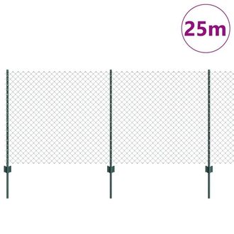 Berkfield Home Reliable Chain Link Fence with 22 U Posts Green 1x25 m Steel