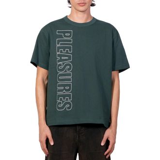 Pleasures Outline Embroidered Logo Heavyweight Cotton T-Shirt in Forest Green at Nordstrom, Size X-Large