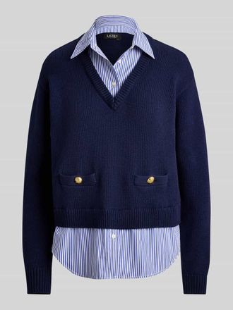 Lauren Ralph Lauren Regular Fit Strickpullover aus reiner Baumwolle in Marine, Gr&ouml;&szlig;e XL