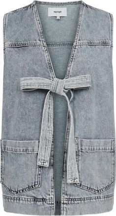 N&uuml;mph Denim Gilet Lichtblauw Bleekmiddel - Dames - Bodywarmers - Blauw - M - Denim - Jassen