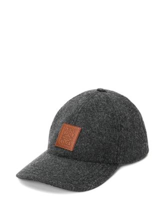 Loewe patch wool cap - men - Wool/CALFSKIN - M - Grey