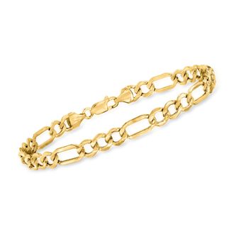 Canaria Canaria Mens 6.5mm 10kt Yellow Gold Figaro-Link Bracelet