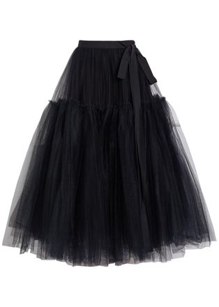 Erdem Bow-embellished Tulle Midi Skirt - Black - 6 (UK6 / XS)