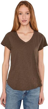 Mod-o-doc V-neck Short Sleeve T-Shirts With Curved Hem Womens Clothing Fern : MD (US 8-10), Cotton