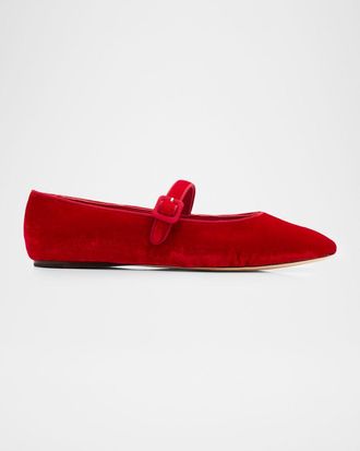 Loeffler Randall Ginger Velvet Mary Jane Ballerina Flats